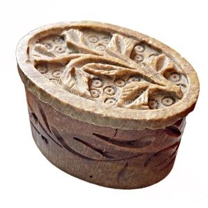Vintage Hand Carved Soapstone box Tree of Life